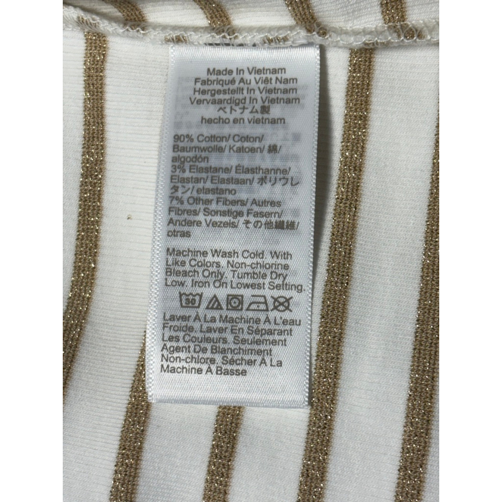 NWT J. Crew White & Metallic Gold Striped LS Ribbed Knit Boatneck Top Size XL - Picture 7 of 7